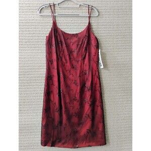 Vtg 80s 90s Red & Black Slip Cocktail Dress Size 8 Formal Evening